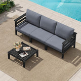 SERWALL HDPE Patio Furniture Set, 4 Pieces Outdoor Sectional Sofa Set - Photo 1