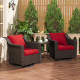 3 Pieces Patio Conversation Furniture Set - 2 Swivel Chairs, 1 Side Table - Photo 1