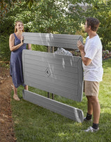 COSCO Outdoor Living 6 ft. Folding Picnic Table, Dark Gray Wood Grain Resin with Gray Steel Legs - Photo 4