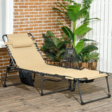 Folding Chaise Lounge Chair,5-Level Adjustable Reclining Back with Reading Face Hole, Outdoor Sun Tanning Chair for - Photo 2