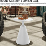 19.5''Φ Outdoor Round Coffee Table Weather-Resistant Aluminum Side Table for Balcony, Patio, Garden, Bedroom (White) - Photo 4