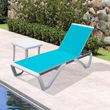 Domi Outdoor Lounge Chair, Aluminum Patio Chaise Lounge with 5 Position Adjustable Backrest and Wheels - Photo 3