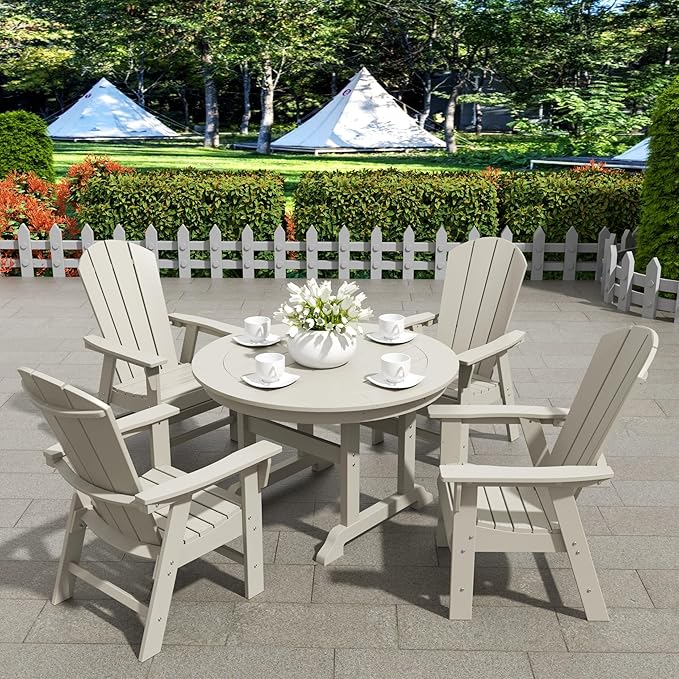 WestinTrends Malibu Outdoor Patio HDPE Plastic Adirondack Dining Chair Sand