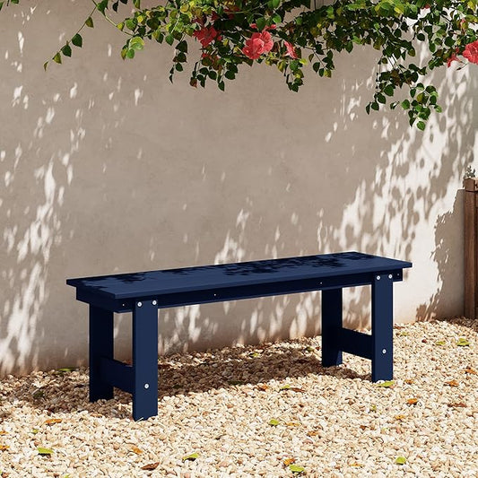 WestinTrends Ashore Outdoor HDPE 48" Modern Backless Patio Bench, Navy Blue