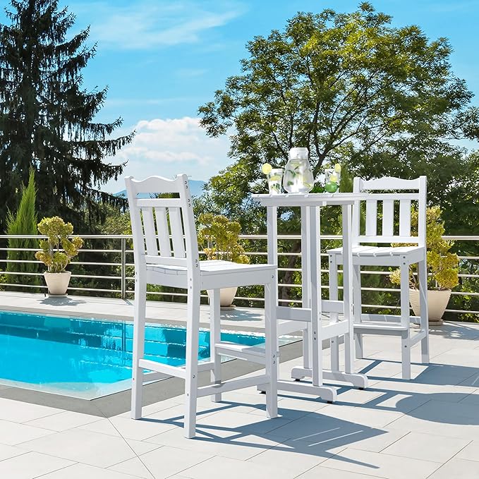 nalone Outdoor Bar Chairs and Table Set, HDPE Balcony Adirondack Chairs and Table 3 Pieces Set - Photo 8