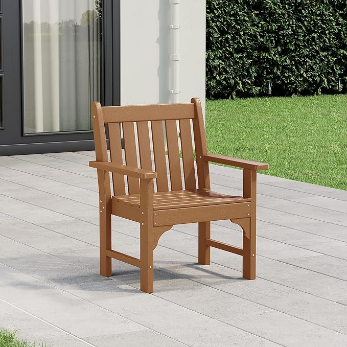 WestinTrends Malibu Outdoor Patio HDPE Adirondack Dining Arm Chair, Teak