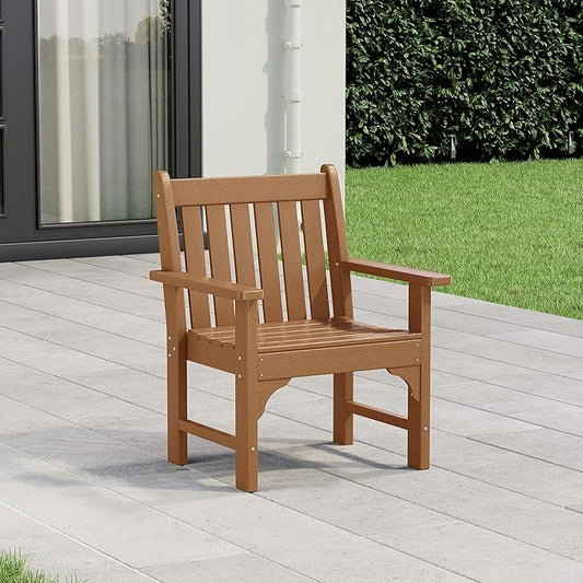 WestinTrends Malibu Outdoor Patio HDPE Adirondack Dining Arm Chair, Teak