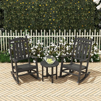 WO WESTIN OUTDOOR HDPE Laguna Classic Porch Rocking Chair (Set of 2), Gray