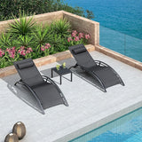 PURPLE LEAF Patio Chaise Lounge Set of 3 Outdoor Lounge Chair Beach Pool Sunbathing Lawn Lounger Recliner Chiar Outside - Photo 4