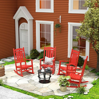 WestinTrends Malibu Malibu Outdoor Patio Poly Classic Porch Rocking Chair (Set of 4), Red