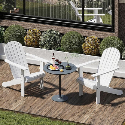 Giantex Acacia Wood Adirondack Chair - Outdoor Fire Pit Chair with 105° Inclined Seat, High Backrest, 4" Wide Armrests, Patio Lounge Chair for Outside, Lawn, Backyard, Garden, Deck, Porch (1, White)