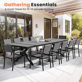 Pellebant 118" Outdoor Dining Table for 8-12, 10ft Aluminum Patio Table with Umbrella Hole - Photo 3