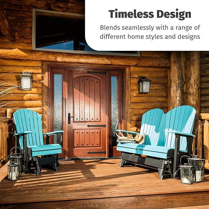 LuxCraft 2' Adirondack Glider Chair, Outdoor Patio Rocking Glider, Gliding Rocker for Outside (Green) - Photo 8