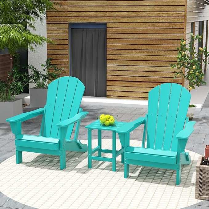 Costaelm 3 piece Patio Set, Outdoor Modern Adirondack Table and Chairs - Photo 2