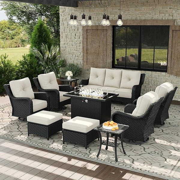 10 Piece Patio Furniture Set with Fire Pit Table - Photo 1