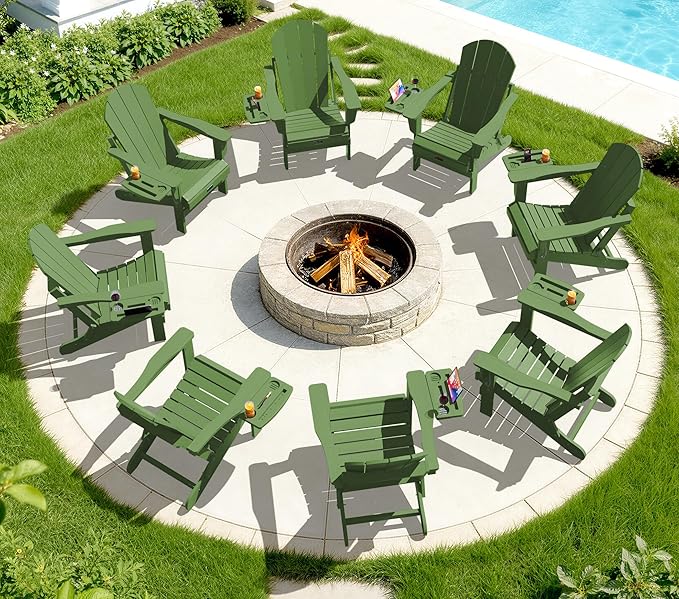 SERWALL Folding Adirondack Chair, Paito Adirondack Chairs with 4-in-1 Multi-Functional Cup Holder, Outdoor Chairs - Photo 2