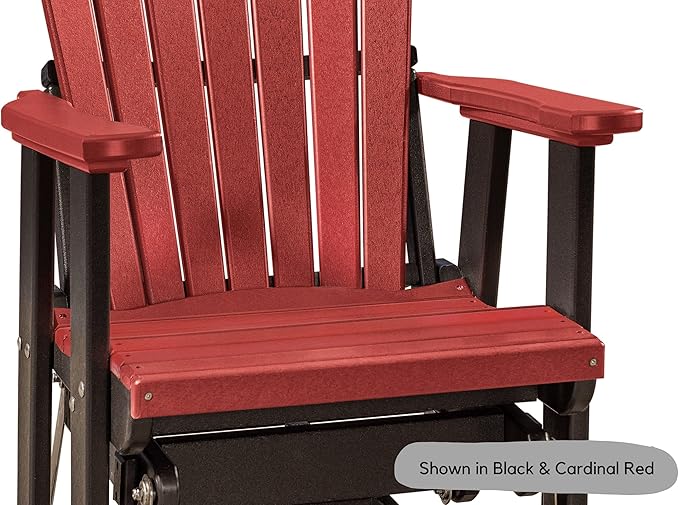 DutchCrafters Slat Fan Back Poly Adirondack Swivel Glider Outdoor Patio Chair (White & Weatherwood)