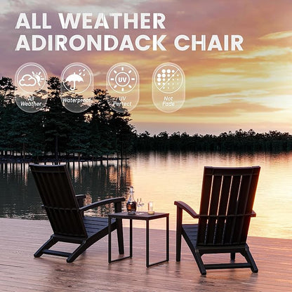 NUNU LAB Outdoor Adirondack Chair, HDPE Plastic Patio Chairs for All Weather,Modern Fire Pit Chair, Outdoor Lawn Chairs for Deck, Porch, Backyard, Garden Adirondack Chairs