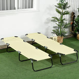 Outsunny 2 Piece Folding Chaise Lounge Pool Chairs, Outdoor Sun Tanning Chairs with 5-Level Reclining Back - Photo 9