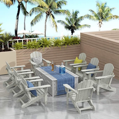 WO WESTIN OUTDOOR HDPE Laguna Outdoor Folding Poly Adirondack Chair (Set of 8),Sand