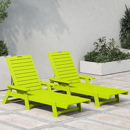 WestinTrends Malibu Poly Reclining Chaise Lounge (Set of 2) Lime