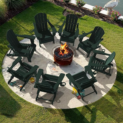 LOUNZY Folding Adirondack Chair Set of 8, Green