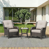 3 Pieces Outdoor Wicker Patio Furniture Set - Patio Chairs Set with Thickened Olefin Cushions - Photo 1