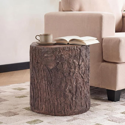 Christopher Knight Home Lomlyn Outdoor Tree Stump Side Table, Lightweight Concrete End Table, Accent Table with Natural Wood Form, Decorative Small Coffee Desk for Living Room Patio, Antique Grey
