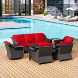 7 Pieces Outdoor Conversation Furniture Set - 77" Patio Sofa, 2 Armchairs, 2 Swivel Glider Chairs, 1 Side Table - Photo 6