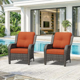 Patio Chairs Set of 2, Outdoor Wicker Patio Furniture Set with Thickened Olefin Cushions, High Back and Deep Seating - Photo 8