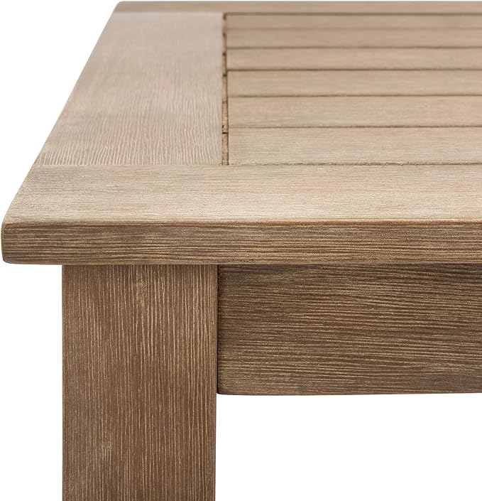 SAFAVIEH Couture Outdoor Patio Furniture Collection – Santa Cruz Coffee Table, Natural Eucalyptus Wood Slatted Top - Photo 10