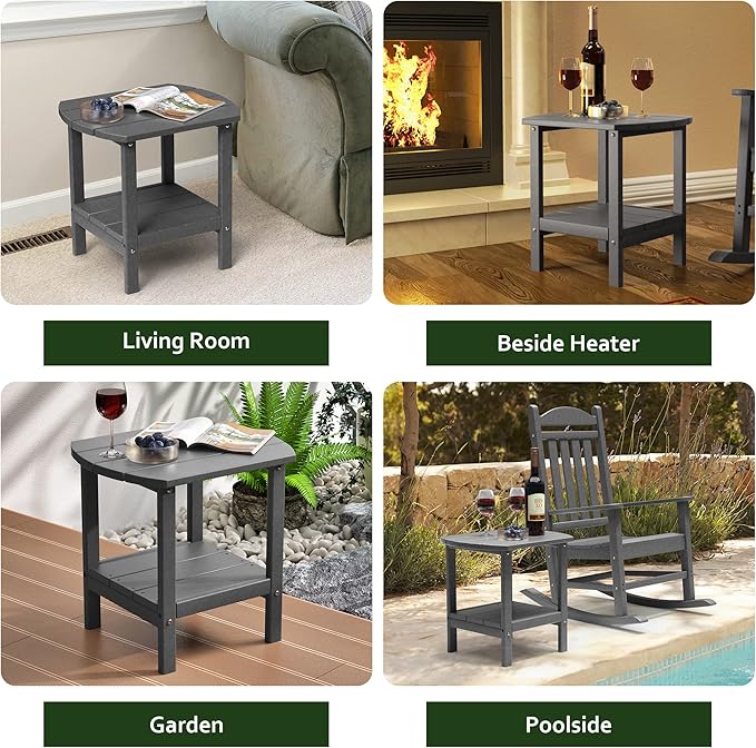 TORVA Patio Adirondack Side Table, Outdoor End Tables All-Weather Resistant HDPE Humidity-Proof Long Time Use for Deck - Photo 6
