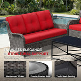 Joyside Outdoor Patio Couch, 3 Seater Outdoor Wicker Sofa with High Back, Deep Seating, Wide Armrest, Thickened Cushions - Photo 3