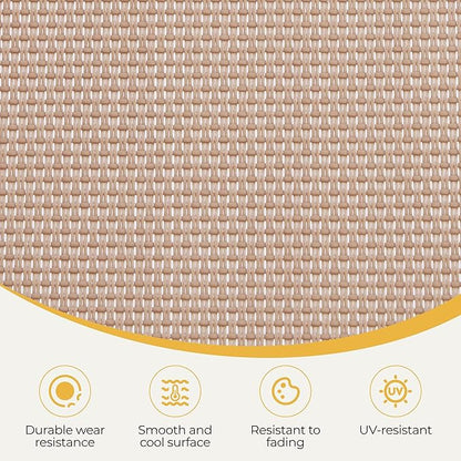 Yaheetech 22.4" Outdoor Folding Tanning Chair, Chaise Lounge Chairs with 5 Back Position Adjustable, Extended Portable Lounger for Beach, Patio, Beige