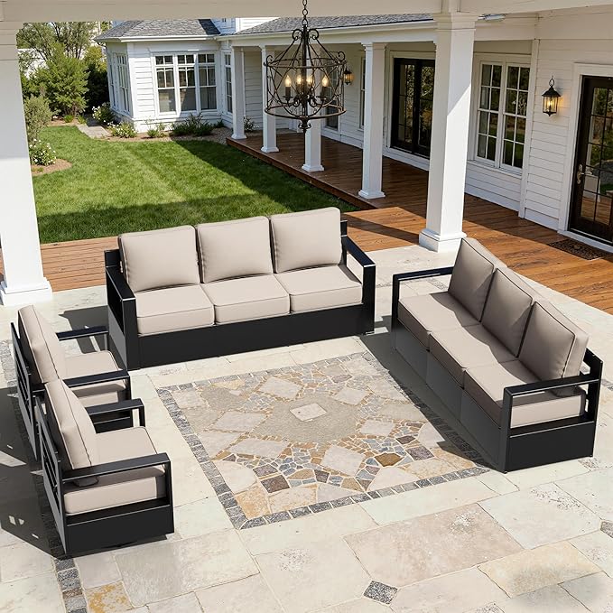 Outdoor Aluminum Furniture Set, 4-Piece Patio Conversation Set, 2 Swivel Chairs and 2 Sofa, All-Weather Metal Frame - Photo 8