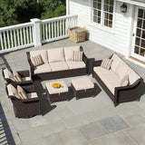 6 Pieces Patio Conversation Furniture Set - 2 Sofas, 2 Swivel Chairs, 2 Ottomans - Photo 6