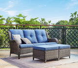 Rilyson Outdoor Furniture Set, 5-Piece Patio Rattan Wicker Sectional Sofa Set with 3-Seat Couch, 2 Armchairs - Photo 2