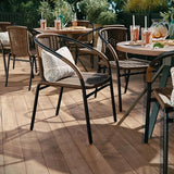 EMMA + OLIVER Set of 2 Modern Rattan Indoor/Outdoor Stack Chairs - Photo 3