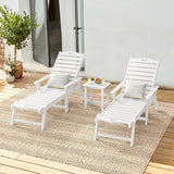 LUE BONA Outdoor Lounge Chair Set with Table, 3-Piece, HDPS Chaise Lounge Outdoor with Wheels - Photo 1