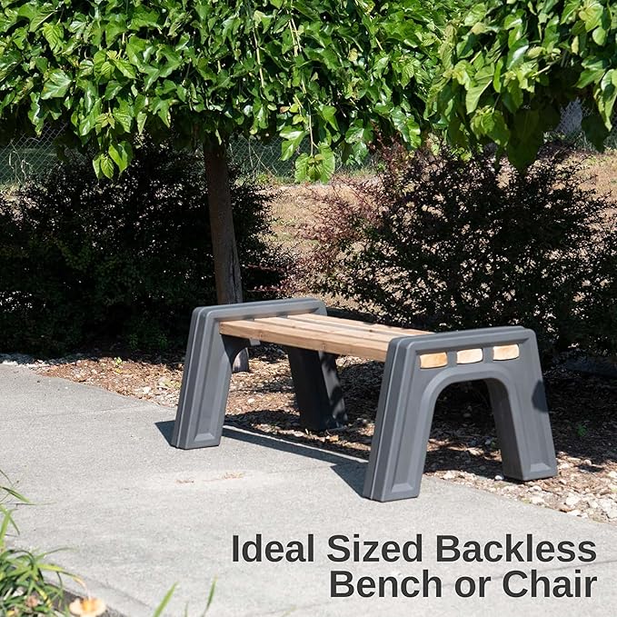 RTS Home Accents Custom Length Lightweight Indoor or Outdoor Backless Bench Ends, (Wood & Screws Sold Separately), Graphite