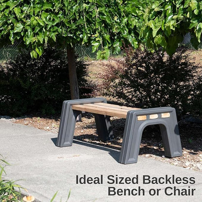 RTS Home Accents Custom Length Lightweight Indoor or Outdoor Backless Bench Ends, (Wood & Screws Sold Separately), Graphite