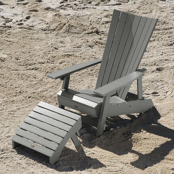Highwood AD-KITADRI1-CGE Manhattan Beach Adirondack Chair with Ottoman, Coastal Teak