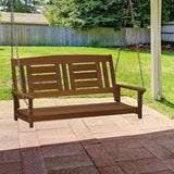 Furinno Tioman Hardwood Patio / Garden / Outdoor 4ft Porch Swing, 2 Seater with Hanging Chains, Natural - Photo 3