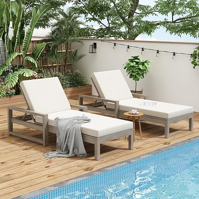 Merax Chaise Lounge Chairs Set of 2 for Outside - Photo 1