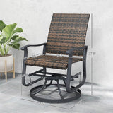 Outsunny Patio Glider Chair Set of 2, Wicker Rattan Outdoor Swivel Chair with Steel Frame, High Back, Armrests - Photo 3