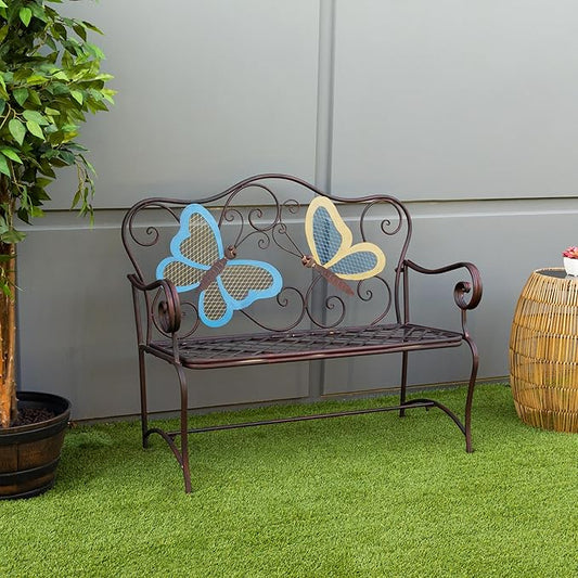 Alpine Corporation 45" x 23" Outdoor 2-Person Butterfly Garden Bench
