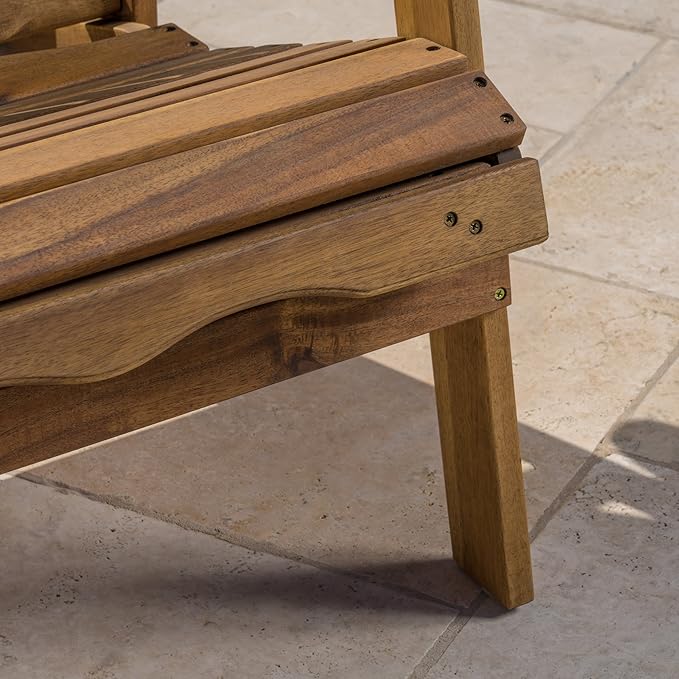 GDFStudio Noble House Hayle Reclining Wood Adirondack Chair w/Footrest (Set of 2) Natural