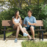 Giantex 72 Inches 4-Person Outdoor Bench with Weatherproof HDPE Backrest & Seat, Heavy Duty Metal Frame - Photo 2