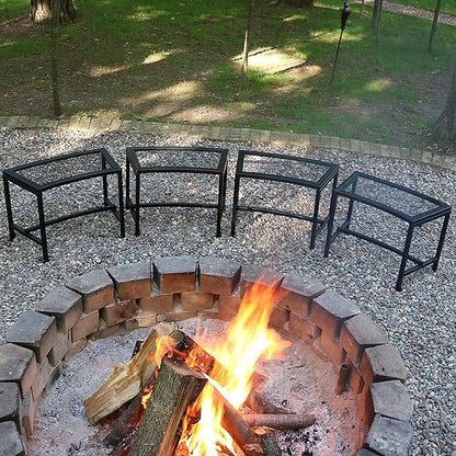 Sunnydaze Mesh Outdoor Curved Bench - Metal Patio Bench Set - Heavy-Duty Outdoor Seats for Backyard or Fire Pit - Black - Set of 4