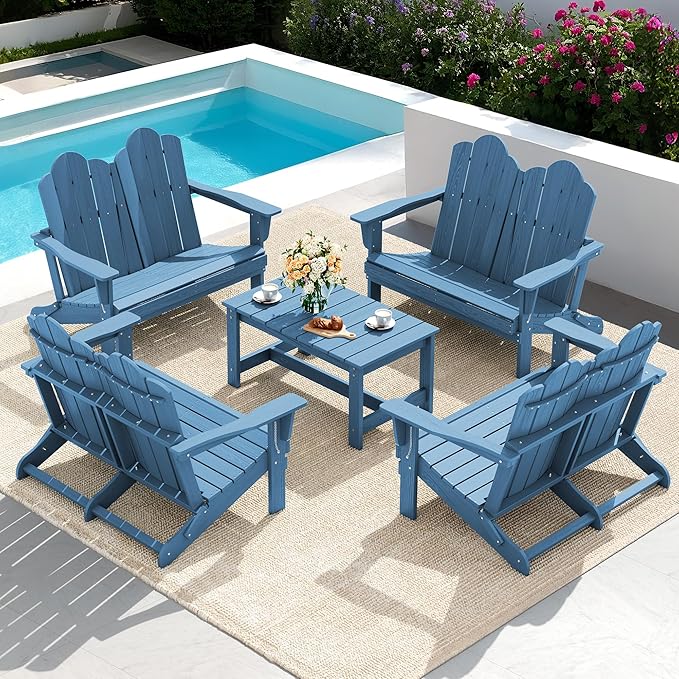 SERWALL 3 Pieces Patio Adirondack Bench Set - Photo 10